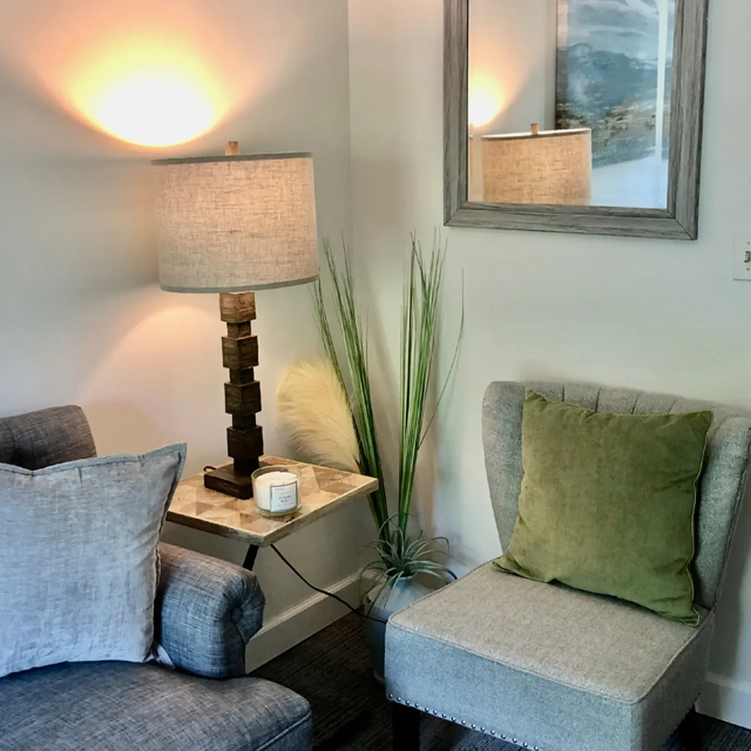 Sitting area with lamp in the Glastonbury office
