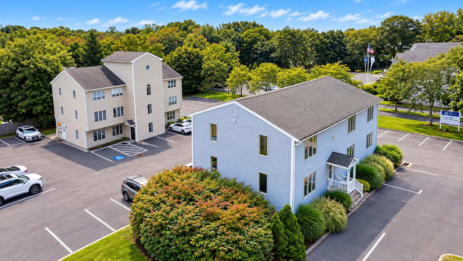 Aerial view of Buildings A and B at 70 Essex Road, Westbrook