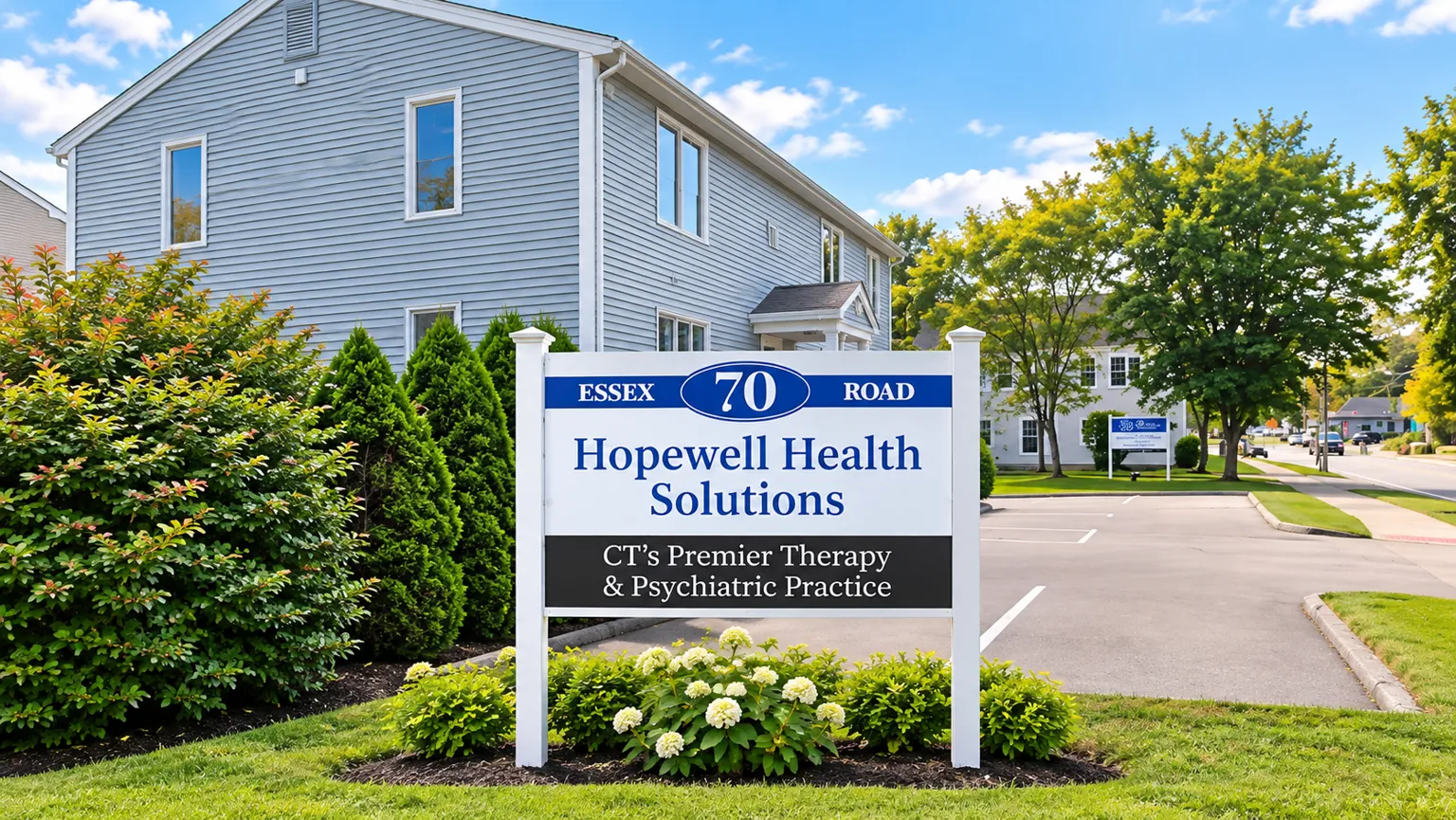 Hopewell Health Solutions sign on Essex Road in Westbrook