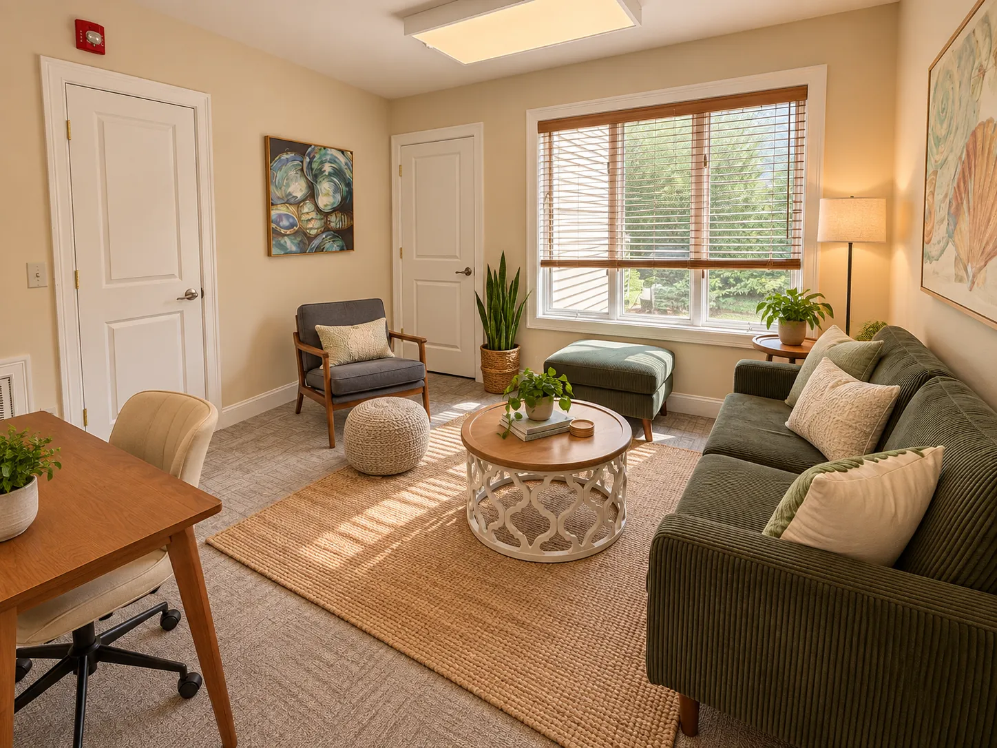 Therapy room with a green sofa in Westbrook
